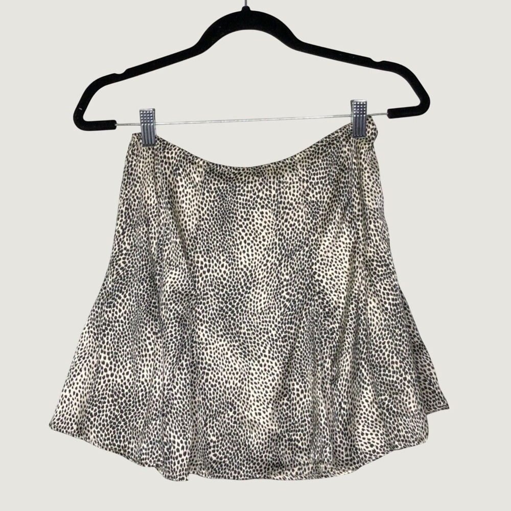 Wild Honey Skirt Womens S Tan Leopard Mini A-Line Satin High Rise WISK766A-1